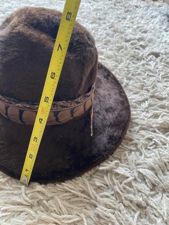 Vintage Italian Duchess Miss Alice Brown Fedora Hat 50s Faux Fur Feather 1950s main image 8